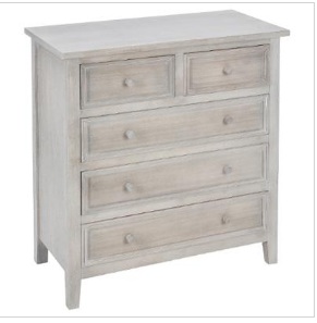 COMMODE 5 TIR BOIS CHARME